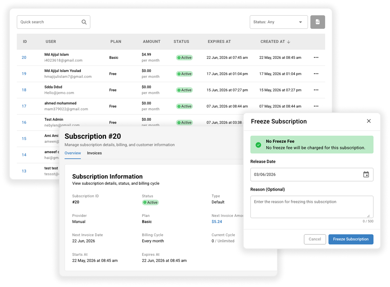 Contracts & Freeze Options